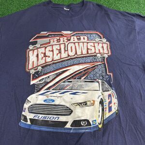 NASCAR‎ Brad Keselowski #2 Miller Lite Blue T-Shirt Double Sided Sz 3XL See Desc